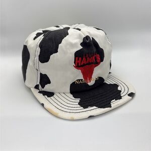 Vintage Levi & Hanks SnapBack Flat Bill Cap Cow Print Nashville 80s Trucker Hat